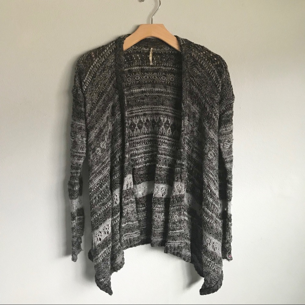 FREE PEOPLE Black & White Button Cardigan Sweater